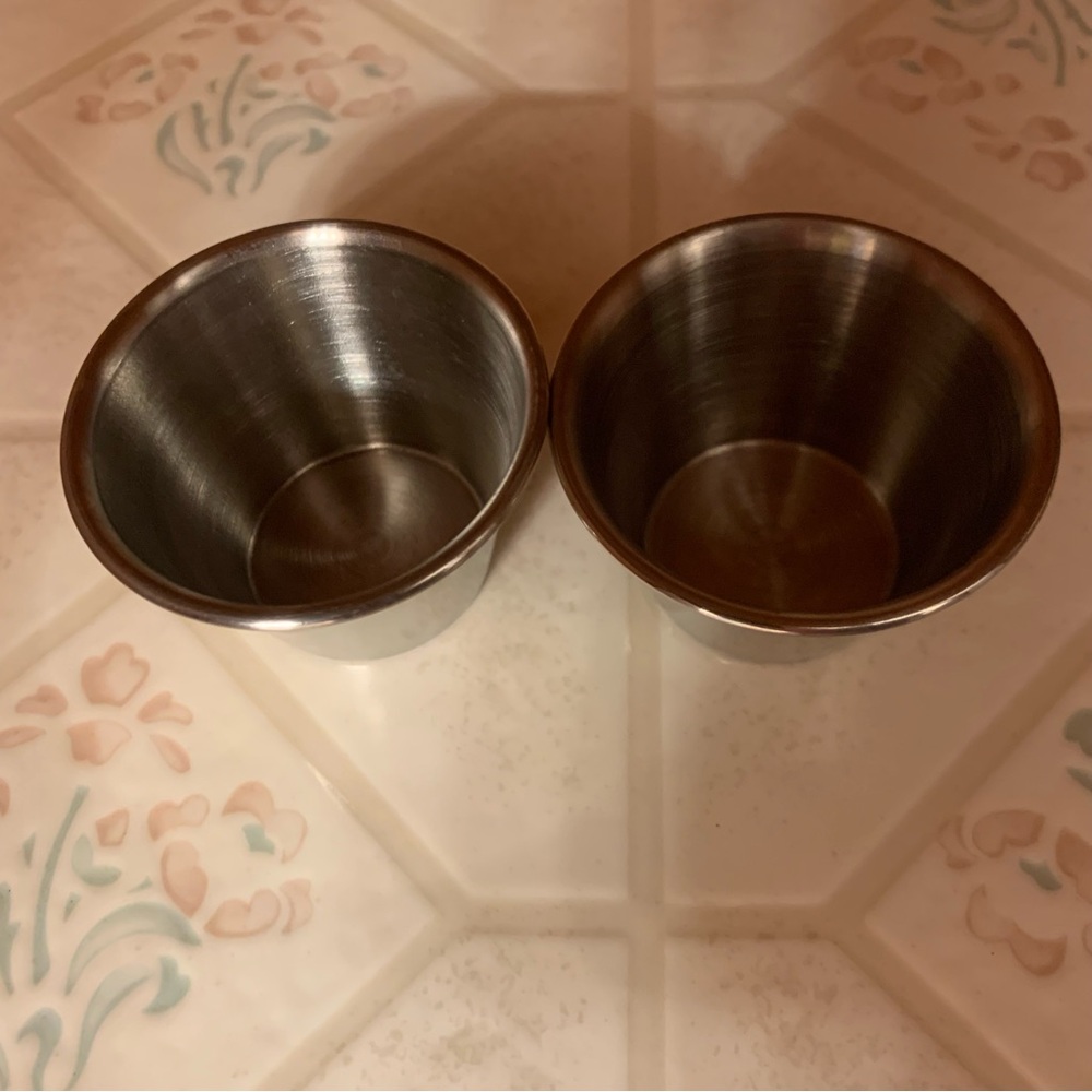 Set of 2 Stainless Steel Condiment Cups Dressing Cups Serveware - Picture 6 of 7